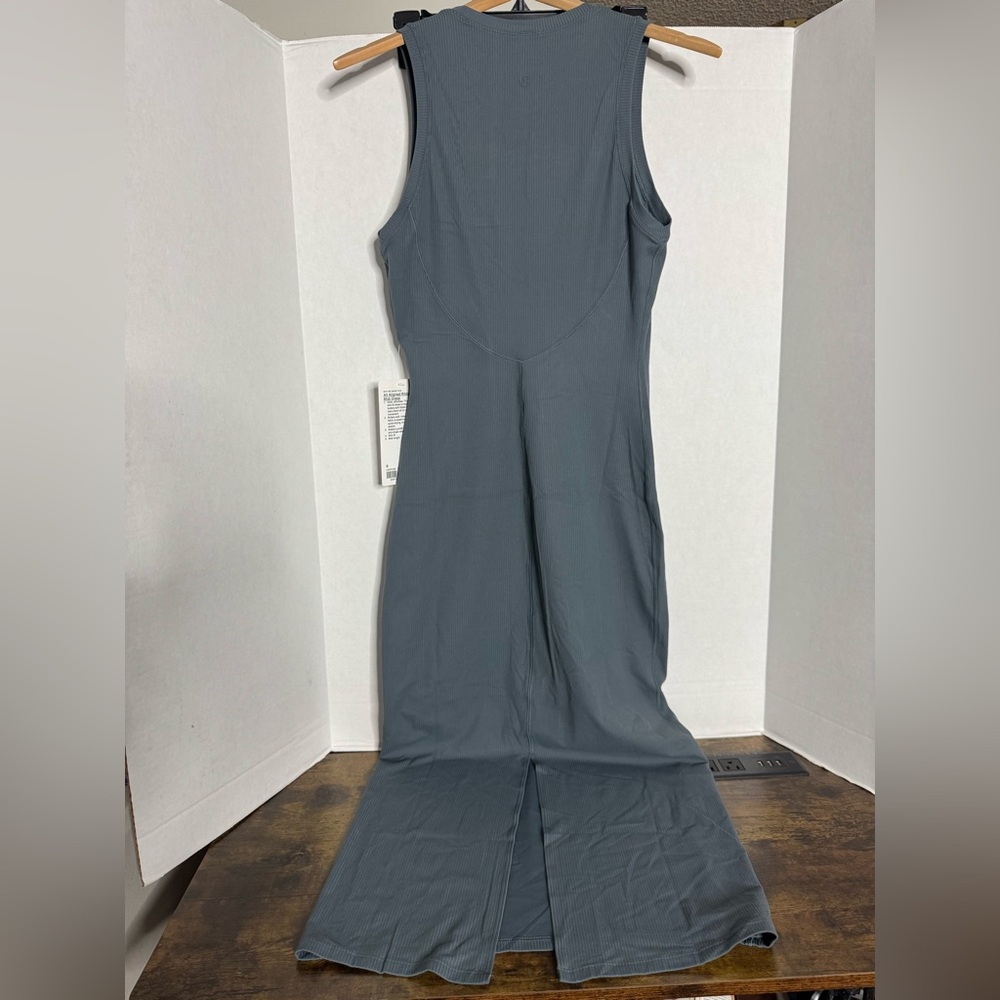 New Lululemon All Aligned Ribbed Midi Dress Size 6 Oil Blue - LW1FVAS RARE - Picture 6 of 8